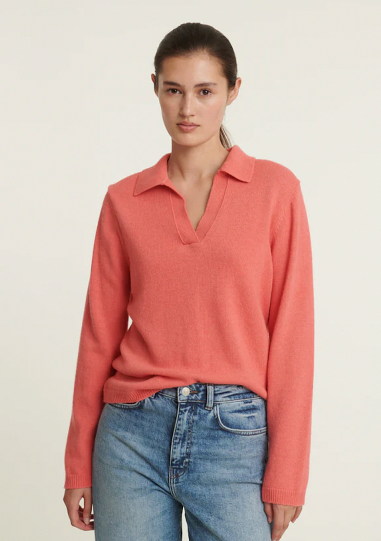 Basic Apparel Cady Polo Sweater Sweaters 760 Conch Shell